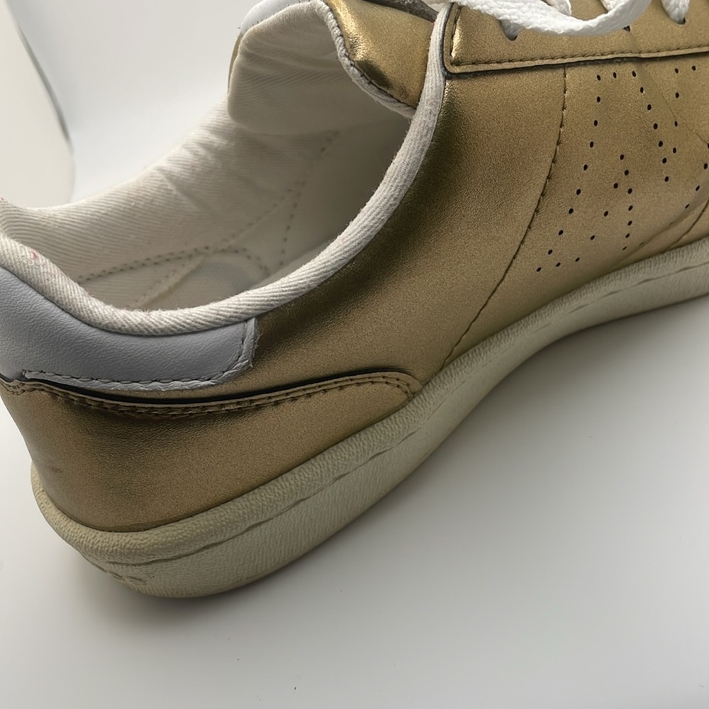 New Balance J Crew Metallic Gold Leather Casual Sneakers - Picture 5 of 15